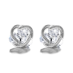 Amy and Annette 14k and Sterling Silver Floating Stones Caged Earrings with Crystals - 1 of 4