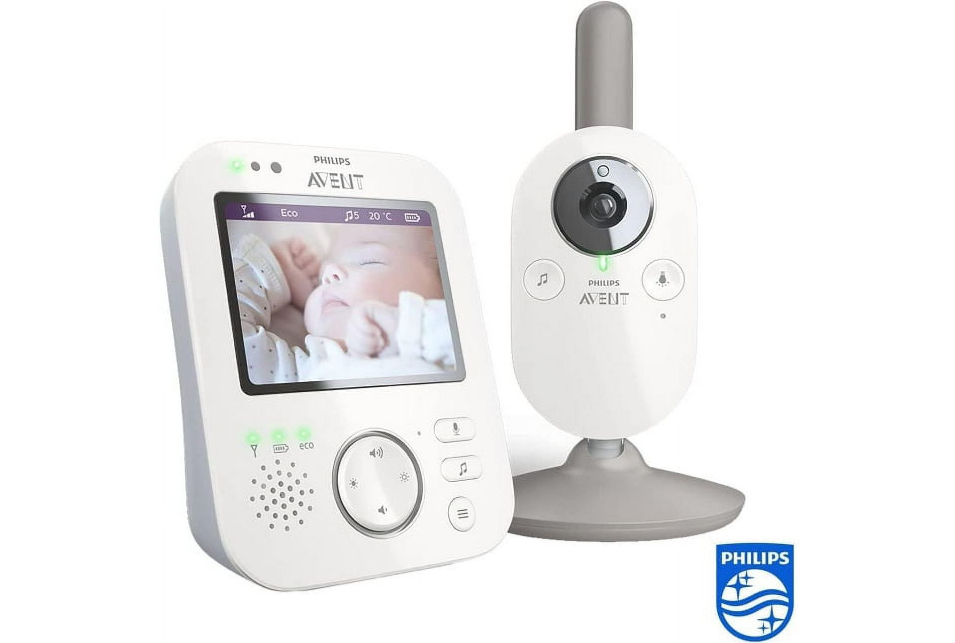 PHILIPS AVENT Digital Video Baby Monitor with 3.5” Screen, Secure FHSS, Night Vision, Two-Way Talk, Temperature Sensor, Lullabies - White