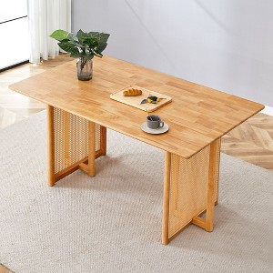 NicBex Retro Solid Wood Dining Table, Simple Modern Imitation Rattan Dining Table for Dining Room, Living Room, Office - 1 of 4