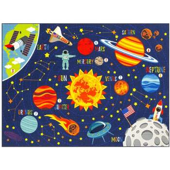 KC CUBS Boy & Girl Kids Outer Space Solar System Planets Educational Learning & Game Play Area Nursery Bedroom Classroom Rug Carpet