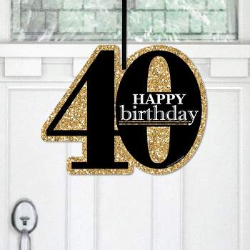Big Dot of Happiness Adult 40th Birthday - Gold - Hanging Porch Birthday Party Outdoor Decorations - Front Door Decor - 1 Piece Sign