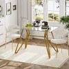 TIRAMISUBEST 47.3" Rectangular Glass Dining Table for 6, Modern Kitchen Table with Sturdy Metal Legs - Gold - 4 of 4