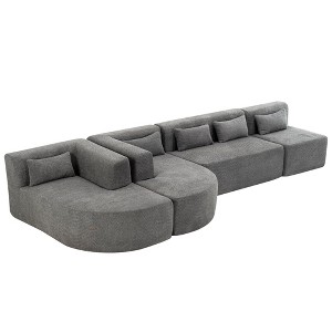 NicBex Modular 143.7" L Shape Sectional Sofa Sleeper Couch Set with 5 Pillows for Living Room - 1 of 4