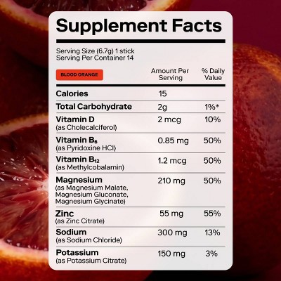 Magna Hydration Electrolyte Mix Stick Pack Dietary Supplement Vegan Powder - Blood Orange - 10ct: Non-GMO, Sugar-Free, Gluten-Free, Magnesium 210mg