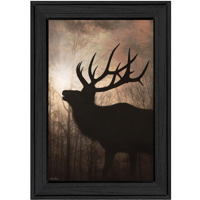HomeRoots Elk Sunrise Black Framed Print Wall Art