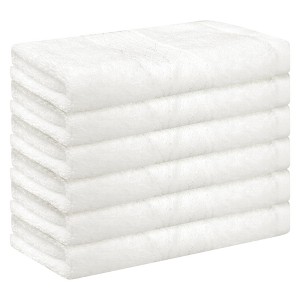Unique Bargains Bathroom Solid Breathable Multi-Purpose Cotton Bath Washcloths 6 Pcs - 1 of 4