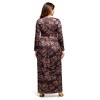 24seven Comfort Apparel Brown Blush Floral Long Sleeve Scoop Neck Maxi Dress - 3 of 3