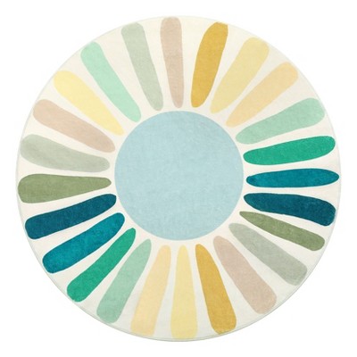 Washable Modern Colorful Rug Non Slip Low Pile Rug Soft Sun Accent Throw Floor Cover Foldable Indoor Carpet for Living Room Bedroom Playroom