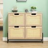 Jojoka Alkmaar Rattan Entryway Shoe Cabinet with 4 Flip Drawers and Adjustable Storage Compartments - 4 of 4