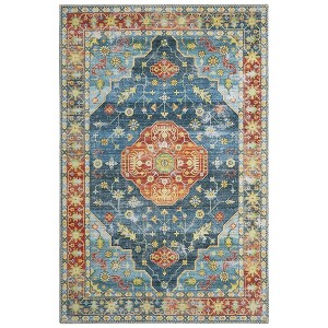 WhizMax Vintage Area Rug Boho Low-Pile Indoor Floral Print Carpet for Living Room Bedroom - 1 of 4