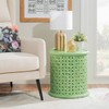 17" Lainey Fully Assembled Solid Mango Wood Side Table Green - Powell: Antique Stain, Boho Chic, No Assembly Required - 2 of 4