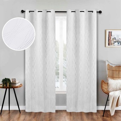 Modern Farmhouse Textured Waves Room Darkening Semi-Blackout Curtains, Set of 2 by Blue Nile Mills