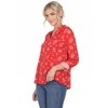 Women's Pleated Long Sleeve Leaf Print Blouse - White Mark - 2 of 4