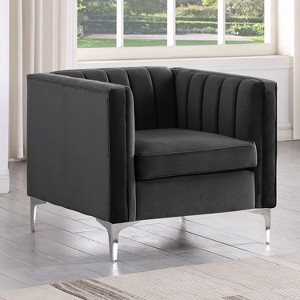 32 in. Wide Mid-Century Channel Tufted Velvet Accent Sofa Chair - Morden Fort - 1 of 4