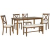Maliang 6-Piece Kitchen Dining Table Set, Wooden Rectangular Dining Table, 4 Fabric Chairs and 1 Bench - 2 of 4