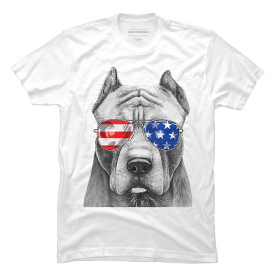 Men's Design By Humans American Pitbull With Sunglasses By T-Shirt