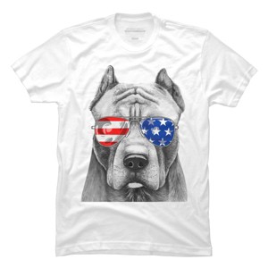 Men's Design By Humans American Pitbull With Sunglasses By T-Shirt - 1 of 2