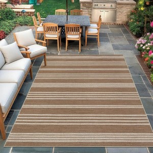 Washable Modern Stripe Accent Rug, Non Slip Non Shedding Carpet, Foldable Low Pile Mat for Laundry Bedside Bedroom Living Room - 1 of 4