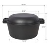 VisioGear 2-In-1 Dutch Oven With Dual Handles, 5 Quart Outdoor Camping Deep Pot With Pot Rack for Camping Fireplace Cooking, Black, 12.5"*10.2"*6.2" - 3 of 4