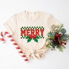 Simply Sage Market Women's Merry Checkered Mistletoe Short Sleeve Graphic Tee - 3 of 4