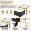 NicBex Coffee Tables for Living Room 2-in-1 Square Nesting Coffee Table Stackable End Table Set with Drawers and Brown Tempered Glass, Black+Gold - 3 of 4