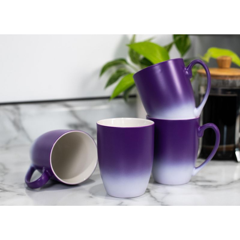 Elanze Designs Snowflake Bold Line Two Toned Ombre Matte Purple and White 12 ounce Ceramic Stoneware Coffee Cup Mug, 5 of 6