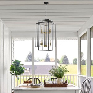 18"Chrome Geometric Pendant 8-Lights,Industrial Style Chandelier With Metal Frame,Adjustable Ceiling Light,Metal Ceiling Lighting-Maison Boucle - 1 of 4