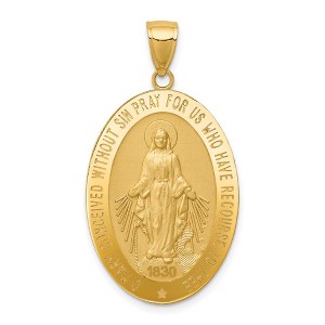 Black Bow Jewelry 14k Yellow Gold, Solid Oval Miraculous Medal Pendant - 1 of 4