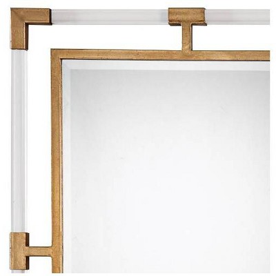 Transitional Gold Leaf Rectangular Wall Mirror with Clear Acrylic Bars