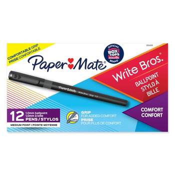 Paper Mate Write Bros Grip Ballpoint Stick Pen Black Ink Medium Dozen 8807987