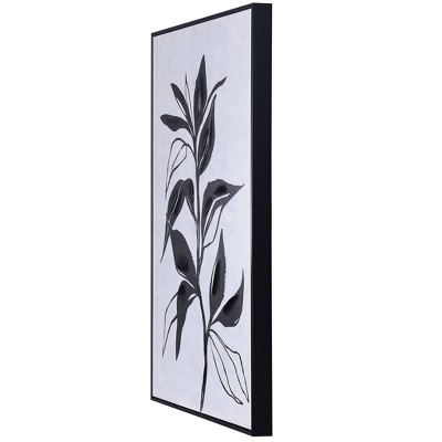 Black and White Abstract Leaf Canvas Art with Polystyrene Frame