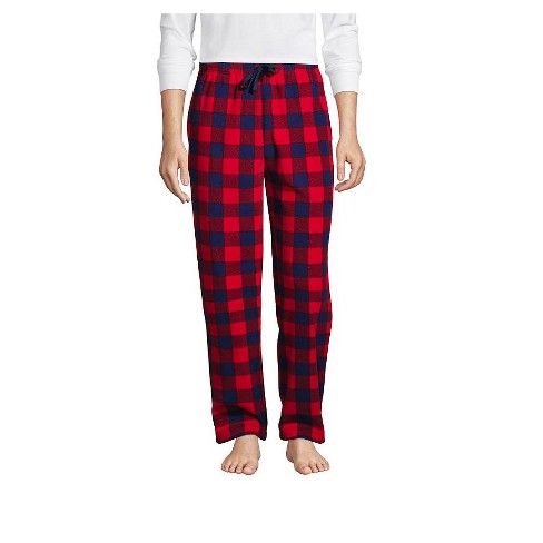 Lands' End Men's Fleece Pajama Pants - X Large - Rich Red/navy