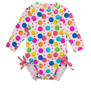 RuffleButts Baby/Toddler Girls UPF50+ Long Sleeve One Piece Rash Guard - 1 of 4