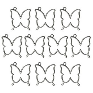 Unique Bargains Alloy Necklace Resin Casting Butterfly Shaped Pendant Frames 1.4" 10 Pcs - 1 of 4