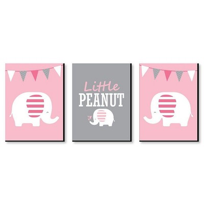 Big Dot of Happiness Pink Elephant - Baby Girl Nursery Wall Art and Kids Room Decorations - Gift Ideas - 7.5 x 10 inches - Set of 3 Prints