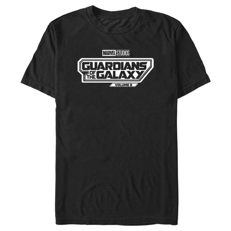 Men's Guardians of the Galaxy Vol. 3 Black and White Movie Logo T-Shirt, 1 of 6