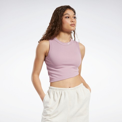 Reebok Classics Cropped Ribbed Tank Top Womens Athletic Tank Tops Small Lilac : Target