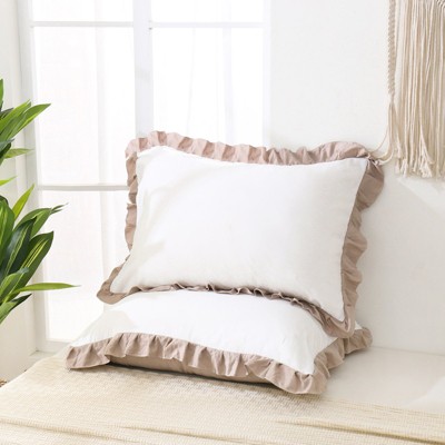 Reversible Pillow Cover – Soft Shabby Chic Ruffled Pillowcases, Wrinkle Resistant, Envelope Closure, Queen/King/Body