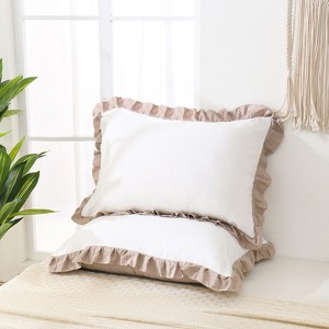 Reversible Pillow Cover – Soft Shabby Chic Ruffled Pillowcases, Wrinkle Resistant, Envelope Closure, Queen/King/Body - 1 of 4