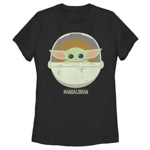 Women's Star Wars The Mandalorian The Child Cartoon Art Bassinet T-Shirt -  Black - Medium