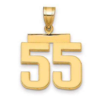 Black Bow Jewelry 14k Yellow Gold, Athletic Collection Medium Polished Number 55 Pendant