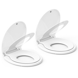 Toilet Seats Round, Toilet Seat and Cover - Toddler Potty Training Seat Built-In, Soft-Close PP with Durable Hinges,Fits Adults & Kids - 1 of 4