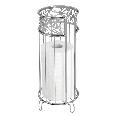 mDesign Decorative Metal Wire 3-Roll Toilet Paper Stand with Vine Design -  Chrome