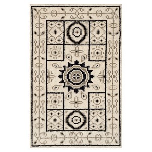 Ivory/Gray Abstract Loomed Accent Rug - (2