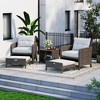 Pamapic 5-Pieces Wicker Patio Furniture Set Outdoor Patio Chairs with Ottomans, Cushions - 2 of 4