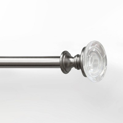 Crystal Knob Drapery Rod Set Brushed Nickel - Lumi Home Furnishings