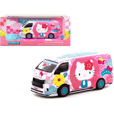 Toyota Hiace Widebody Van RHD Pink with Graphics "Hello Kitty Capsule Summer Festival" 1/64 Diecast Model by Tarmac Works