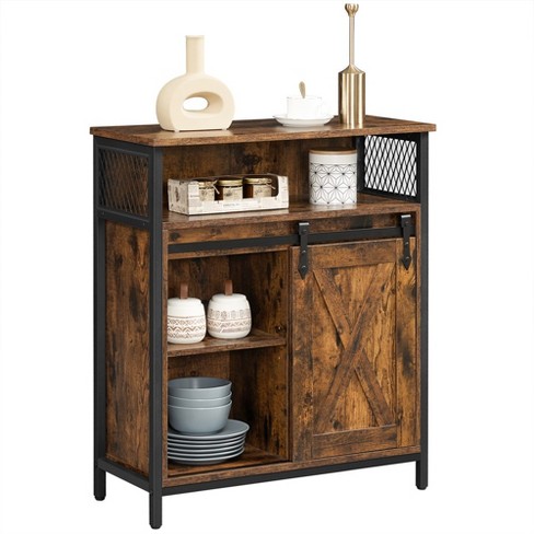 VASAGLE Buffet Sideboard Storage Cabinet 13 x 39.4 x 31.5 Inches Natural  and Black