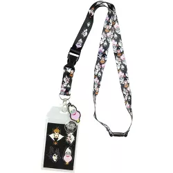 Disney Villains Line Up Collage Lanyard with ID Holder and Rubber Ursula Charm Multicoloured