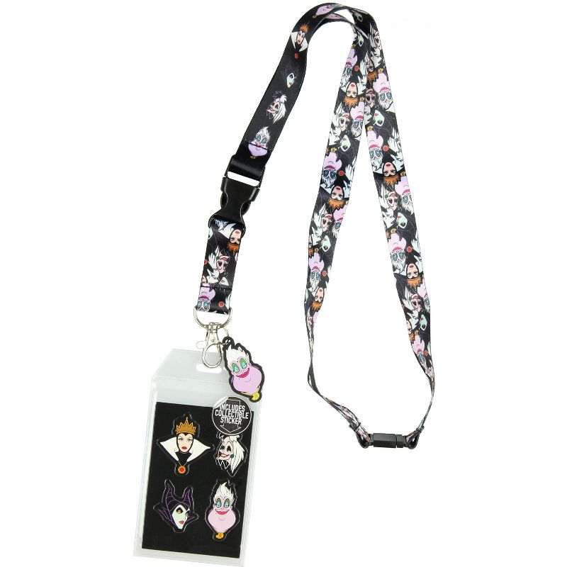 Disney Villains Line Up Collage Lanyard with ID Holder and Rubber Ursula Charm Multicoloured, 1 of 5